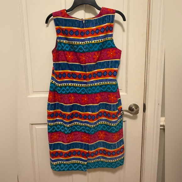 Vibrant striped multicolored Midi Dress - Size 12P - Picture 2 of 3